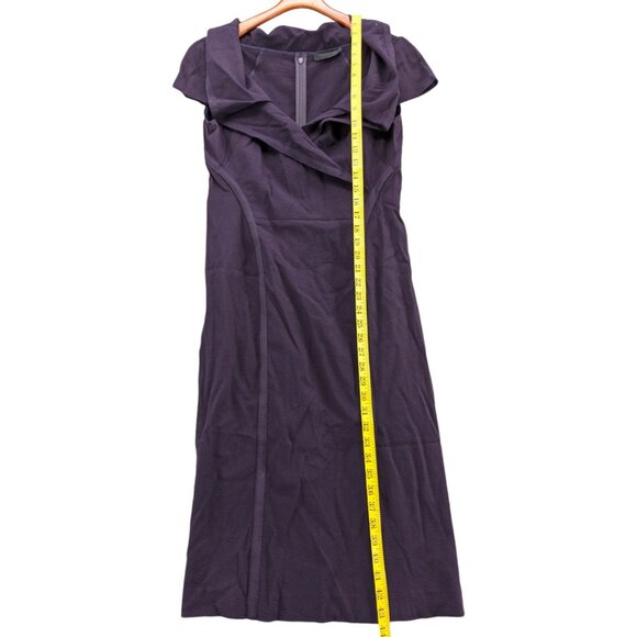 Donna Karan Sheath Dress Purple Short Sleeve Wool Blend Knee Length Size 6 - Picture 7 of 13